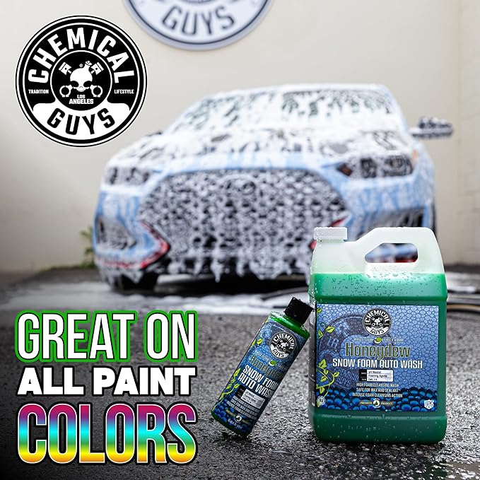 Chemical Guys Car Wash Soap for Foam Cannon or Bucket, Honeydew Snow Foam Car Wash Soap for Trucks, Motorcycles, RVs & More, Super Suds, Honeydew Scent - 64 oz (Half Gallon)
