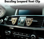 Bling Rhinestone Leopard Head Car Air Freshener Vent Clip, Sparkly Cheetah Print Auto Decoration, Refillable Essential Oil Diffuser, Cute Car Accessories for Women