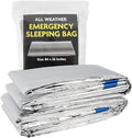 Mylar Emergency Thermal Blanket Sleeping Bag for Survival (2 Pack), Thick Reusable Mylar Space Blankets Bulk 84"L x 36"W Emergency Foil Blankets for Camping, Warmth, Runners, Spa, First Responders