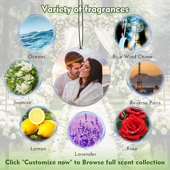 Custom Air Fresheners with Picture - Personalized Air Freshener for Car, Double Sided Customizable Photo Text,Birthday Wedding for Men Women Girlfriend Boyfriend (Round)