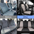 coverdream Rav4 Cloth Seat Covers Full Set for 2019-2024 2025 Toyota Rav4 LE,XLE,XLE Premium,Limited SUV,Fully Covered,UV Resistant Polyester Car Seat Protector,Fit Like A Glove(Black & Beige)
