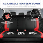 Skechers Memory Foam Car Seat Covers, Leather High Back Seat Covers Quilting Design,Waterproof Sports Car Seat Covers Full Sets,Airbag Compatible, Universal Fit for Most Cars, SUVs,Trucks,Red