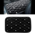 Bling Car Center Console Cover, Soft Fluffy Armrest Seat Box Cushion Pad, Crystal Diamond Arm Rest Protection Mat, Automotive Interior Decoration Accessories for Most Vehicles (Black)