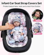 Infant Car Seat Insert with Extra Headrest, Adjustable Carseat Head Support for Preemie to Toddler, 2 in 1 Breathable Air Mesh Car Seat Insert for Newborn, Mink Dot Baby Car Seat Cushion for Stroller