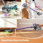 Cordless Vacuum Cleaner, 40Kpa Powerful Suction Stick Vacuum Cleaners for Home, 45 Mins Runtime, 1.6L Dust Box, Anti-Tangle, 8-in-1 Rechargeable Vacuum for Hardwood Floor,Carpet,Pet Hair