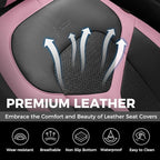 FLORICH Car Seat Covers Front Seat, Universal Seat Cover 2 Seats, Automotive Seat Covers with Mesh Leather, Waterproof Car Seat Protector, Breathable Car Seat Cushion for Most Car SUV Truck Pink