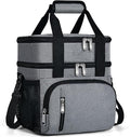 Insulated Lunch Bag for Men & Women, Double Leakproof Lunch Box Soft Cooler Tote with 5 Pockets, 600D Oxford, EVA Lining, Adjustable Strap for Work, Picnic, Beach&Travel-Grey