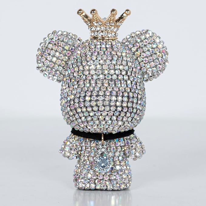 Cute Car Accessories, Bling Crystal Bear Car Air Freshener With Vent Clip,Rhinestone Aesthetic Car Decor Interior Decoration (SLIVER)