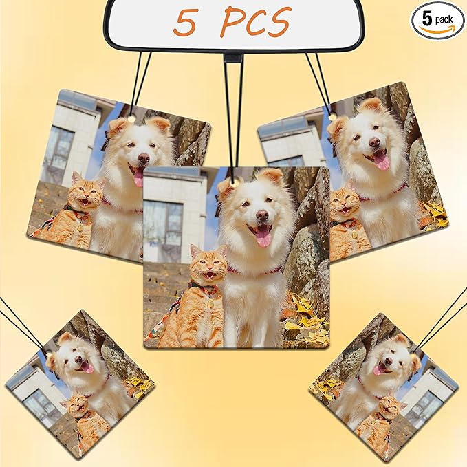 5-500pcs Custom Air Fresheners with Picture, Double Sided Car Air Freshener with 20 Scents, Personalized Gifts for Valentine's Day Birthday Anniversary (Square)