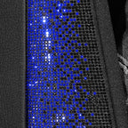 CAR PASS Bling Diamond Black Leather Car Seat Covers for 2 Front Interior Sets, Waterproof Shining Glitter Sparkly Crystal Universal Armrest Fit Automotive Truck SUV Cute Women Girl, Blue Rhinestone