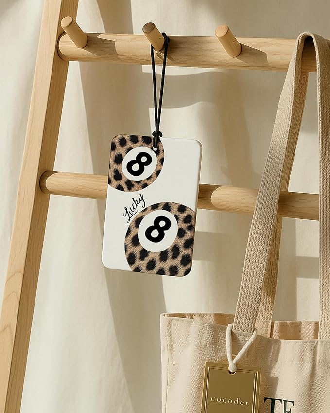 Preppy Coquette Red Bow Leopard Print Car Air Freshener 4 Pcs, Fashion Cheetah Lucky 8 Ball Hanging Air Freshener for Cars Closet Drawer Books, Girly Car Accessories Mirror Decor for Women