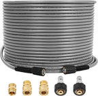 RIDGE WASHER Pressure Washer Hose 100FT, 1/4 Inch Power Washer Hose with M22 14 Fitting, Kink Resistant Hoses Replacement’s Applied for Most Pressure Washer Accessories, 3600 PSI