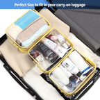 PACKISM Clear Toiletry Bag - 3 Pack TSA Approved Toiletry Bag Quart Size Bag, Travel Makeup Cosmetic Bag for Women Men, Carry on Airport Airline Compliant Bag, Yellow