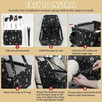PetsHome Dog Car Seat, Foldable Dog Car Booster Seat Waterproof Breathable Oxford Travel Bag for Small to Medium Dogs, Puppies, and Pets-Pattern Black