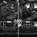CAR PASS Memory Foam Car Seat Covers Full Set,Breathable Mesh Thick Seat Covers for Car,Gray Metal Film Leather Seat Covers,Universal Automotive Comfort for Most Car,Truck,Airbag Compatible,Black Gray