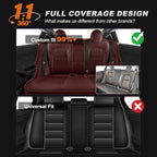 AOMSAZTO Seat Covers for Model 3 2017-2023-Full Set Leather Waterproof Car Seat Covers Airbag-Ready Design Custom Fit for Tesla Model 3(with Armrest & Rear Door Pads Cover)-Wine Red