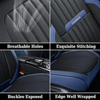 Coverado Car Seat Covers Full Set, Nappa Leather Seat Covers for Cars, Car Seat Cushion Car Seat Protector, Front and Back Seat Protectors Cushions Universal Fit for Most Cars Vehicles(Blue&Black)