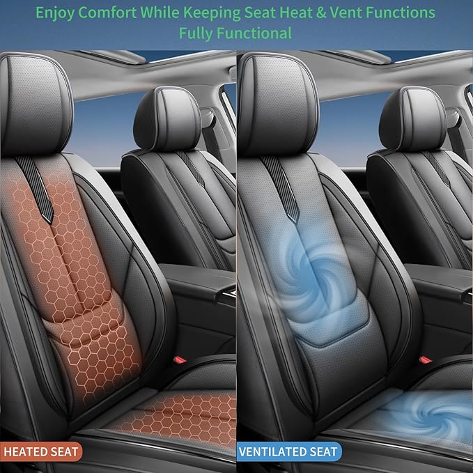 Fit Fj Cruiser Car Seat Covers for Toyota Fj Cruiser 2007-2013 2014 -Upgraded Premium Waterproof & Breathable Leather,Airbag Compatible,All-Weather Seat Cushion Protector,Full Set,Black