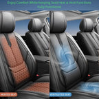 Fit Accord Car Seat Covers for Honda Accord 2003-2024 2025 2026 -Upgraded Premium Waterproof & Breathable Leather, Airbag Compatible, All-Weather Seat Cushion Protector,2 Front/Black