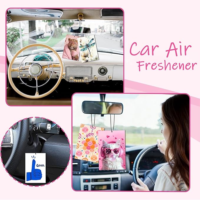 Smiling Faces Car Air Freshener Hanging,Car Accessories Smiling Faces Gifts for Women and Men New Driver Auto Decor Rearview Mirror Hanging Accessories,Cute Aromatherapy for Cars Interior or Locker