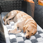 Dog Car Seat Cover for Back Seat, Plaid Backseat Pet Bed Mat, Non-Slip Travel Dog Bed for Backseat Extenders, 24.8" x 54", Grey and White