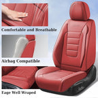Coverado Car Seat Covers Full Set, Nappa Leather Seat Covers for Cars, Car Seat Protector Car Seat Cushion, Front and Back Seat Protectors Cushions Universal Fit for Most Cars Vehicles(Red)