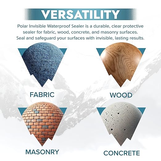 Polar Invisible Waterproof Sealer Clear - 2 x 20 Fl Oz | Instant Waterproof Sealant for Fabric, Concrete, Brick, Wood & Masonry | Long Lasting Protection for Interior & Exterior Surfaces
