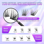 Lash Extension Kit DIY Lash Clusters Kit Eyelash Extensions Individual Lashes Extensions with (Lash Bond,Tweezers,280Pcs, Dress+Flowers,10-16)