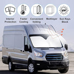 Windshield Sun Shade Custom Fit for 2022 2023 2024 2025 2026 Ford E-Transit Accessories Foldable Sunshade Sun Blocker Protect Car from Sun Rays & Heat Damage Keep Car Cooler