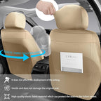 Full Coverage Faux Leather Car Seat Covers,Automotive Seat Covers for Cars,SUVs Pick-up Truck, Car Seat Cushion, Beige Seat Covers,Front Seat Cover,Car Seat Protector
