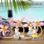 BBTO 120 Pcs Hanging Car Diffuser Bottles Empty Bulk, 8 Styles Empty Glass Air Freshener Bottles with Wooden Cap for Perfume Essential Oils Fragrance Aromatherapy Ornament