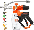 RIDGE WASHER Pressure Washer Gun Foam Cannon with Dual Connector Accessory, Double Tip Attachment for Foam Blaster, Stainless Steel Car Wash Foam Gun, 1/4" Quick Connect, 4000 PSI