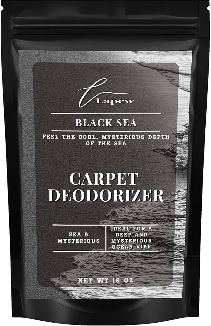 Lapew Black Sea Carpet Deodorizer Powder - Pet Safe Freshener for Vacuuming | Scented Odor Eliminator for Home | 16 oz