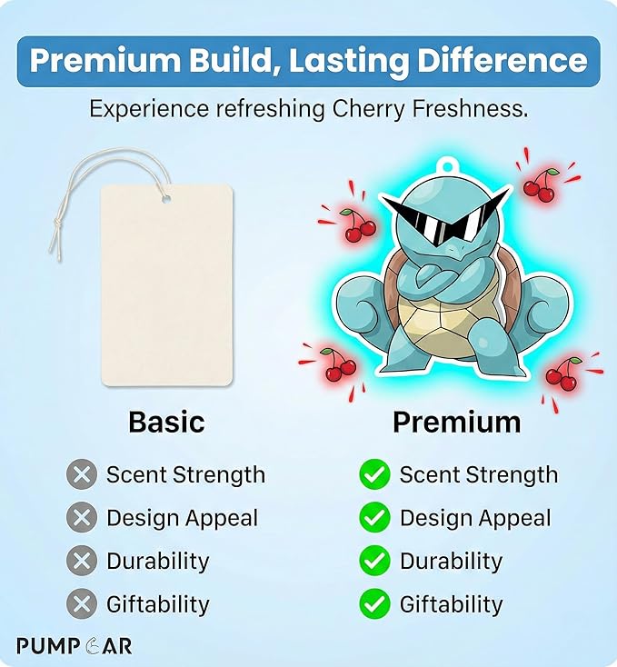 PumpCar 2 pieces double-sided poke turtle hanging cartoon cherry-scented funny car air freshener Cool hanging for rearview mirror Car Interior Accessories Gifts