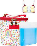 Sarah Wells Cold Gold Breastmilk Cooler Bag with Safety Tested Ice Pack - Insulated Milk Storage for Work, Travel & Daycare - Fits Bottles & Pump Parts - Machine Washable (Rainbows)