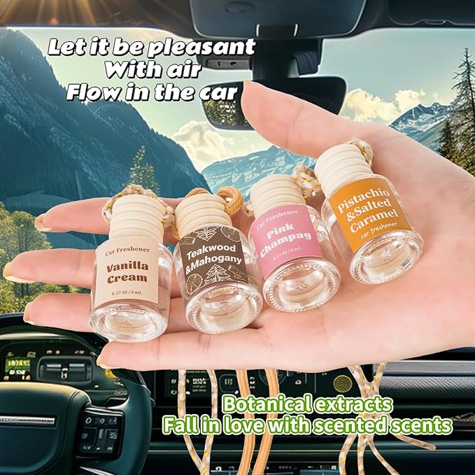 Car Air Freshener Diffuser, Hanging Car Scents Air Freshener, Car Fresheners Long Lasting, Essential Oil Diffuser, Fragrance Oil, 4pcs