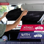 Autoamerics 2-Piece Windshield Sun Shade - B&W USA Flag Foldable Car Front Window Sunshade for Most Cars SUV Truck Heat Blocker Visor Protector Blocks Max UV Rays and Keeps Your Vehicle Cool - Medium