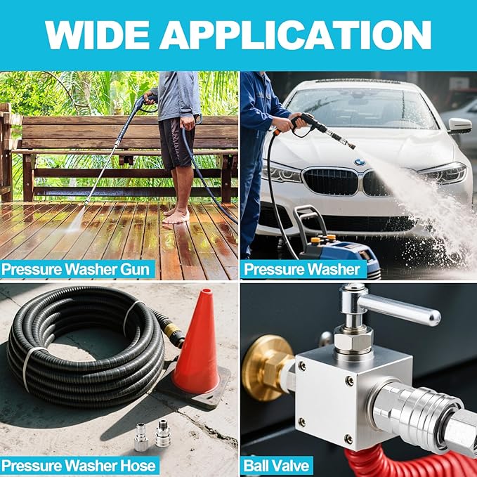 4 PCS Pressure Washer Coupler Quick Connect Fittings，1/4 in NPT Female and Male Thread (Premium Pressure Washer Hose Adapter Set), Stainless Steel Hose Connector, 2 Set