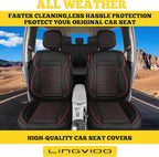 LINGVIDO Full Set Car Seat Covers, Faux Nappa Leather, Airbag Compatible and Waterproof Protectors for Sedans SUVs, Breathable Interior for Active Families, Pets, and Commuters (5 Seats, Black/Red)