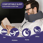 napfun Neck Pillow for Traveling, Upgraded Travel Neck Pillow for Airplane 100% Pure Memory Foam Travel Pillow for Flight Headrest Sleep, Portable Plane Accessories, Full Black