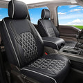 Huidasource Tacoma Front Car Seat Covers, Leather Seat Cushion Cover Fit for 3rd Gen Toyota Tacoma 2016-2023 Double&Crew Cab SR,SR5, Limited,TRD Pro, TRD Sport, TRD Off-Road(Front Pair/Black&White)