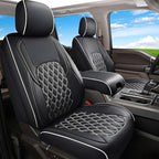 Huidasource Seat Covers Custom Fit for Toyota Tacoma 2016-2023 2022 2021, Full Coverage Leather Seat Cover for Double/Crew Cab SR, SR5, Limited, TRD Pro,TRD Sport,TRD Off-Road(Full Set/Black&White)