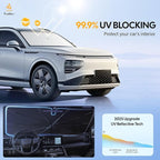 Econour Windshield Sun Shade Umbrella for Car | Medium Foldable Car Sunshade | UV & Heat Protection Front Window Sun Shield, Keeps Interior Cool, Fits Sedans SUVs & Trucks (57” x 33”)