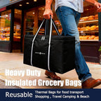 modscape Large Heavy Duty Insulated Grocery Bags–Delivery Bags with Hard Bottom Food Transport,Thermal Bags for Cold and hot Food, Collapsible Cooler for Shopping & Travel, Camping & Beach