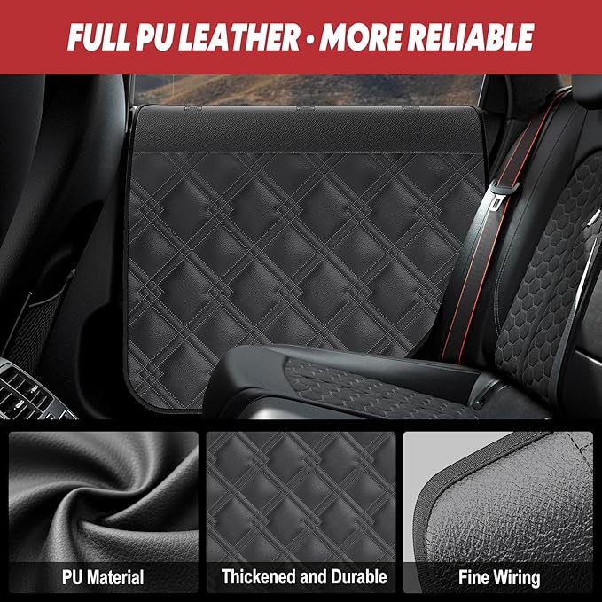 Dog Car Door Protector – 20% Larger Design for Sedans, Family Cars and Small SUVS, 2 Packs Thickened PU Material Waterproof Door Panel Covers, Protects Doors from Dog Scratching