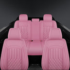 Car Seat Covers for Genesis GV70 2022-2025 2026, Full Set Nappa Leather Waterproof Breathable Anti-Slip Airbag Compatible Car Seats Protector, Car Interior Seats Cover (Pink,+Pillow)
