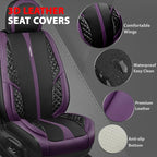 CAR PASS Nappa Leather Car Seat Covers Full Set Waterproof Protector Durable Cushioned,Universal Fit for Sedan SUV Pick-up Truck,Automotive, Anti-Slip and Backseat Luxury Premium(Black and Purple)