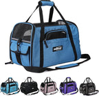 EliteField Soft Sided Pet Carrier (3 Year Warranty, Airline Approved), Multiple Sizes and Colors Available (17" L x 9" W x 12" H, Sapphire Blue)
