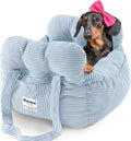 Dog Car Seat for Small Dogs, Portable Puppy Car Seat of Easy Installation, Fashionable Pet Carrier Bag with Large Pockets, Machine Washable Dog Booster Seat (Striped Blue)