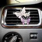 Cute Dual Butterfly Air Vent Clips, 2Pcs Dual Butterfly Diamond Car Air Fresheners Vent Clips, Car Air Conditioning Outlet Clip Decorative Interior Accessories(Pink)